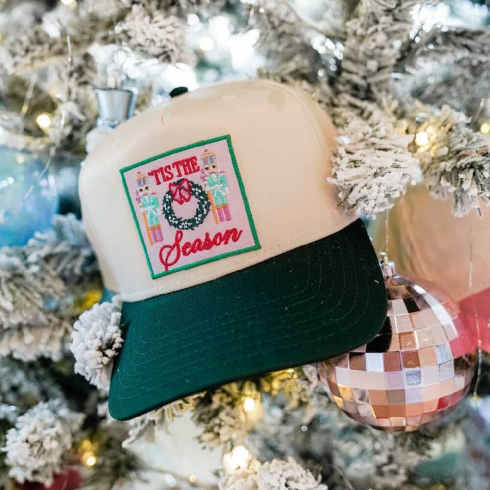 TIS the SEASON Holiday Christmas GREEN Nutcracker Trucker Hat NEW Snapback